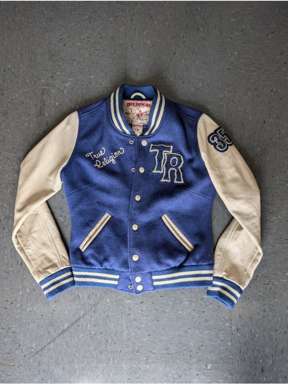 True Religion Vintage Malibu Varsity Letterman Jacket Size Medium
